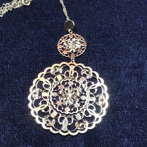 Rhodium plated Sterling Filigree Necklace